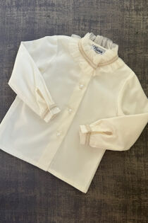 Naxos cream tulle trim blouse