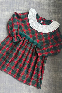 Calamaro tartan pom pom dress