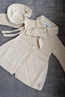 Juliana beige bow knitted coat