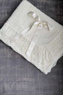 Juliana cream satin bow blanket