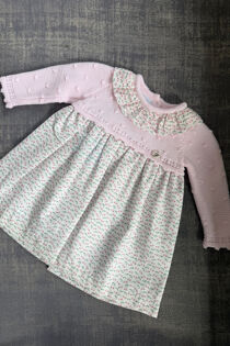 Foque pink knitted top cherry print dress 