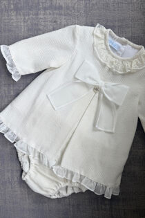 Foque cream bow dress and knickers 