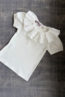 Phi ivory frill collar t shirt 