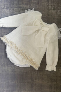 Naxos cream organza collar dress and knickers set