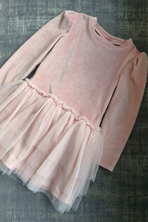 Jamiks dusky pink velour tulle dress
