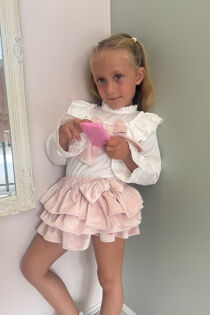 Puro mimo claudia pink blouse and bloomer set 