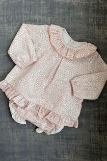 Calamaro pink floral dress and knickers set