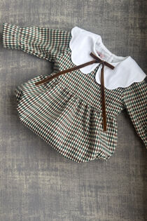 Phi brown and green check romper