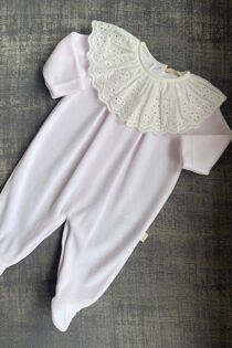 Baby Gi baby pink broderie anglaise collar babygrow
