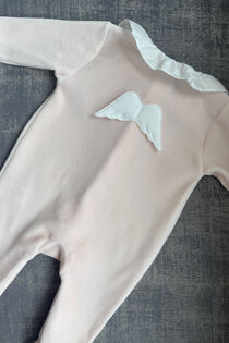 Baby Gi peach pink velour frilly angel wing babygrow
