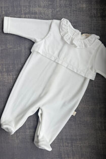 Baby Gi ivory bib front babygrow