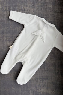 Baby Gi ivory velour angel wing babygrow