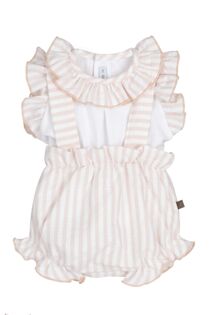 Calamaro pink stripe romper and blouse set