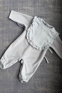 Calamaro grey gingham babygrow