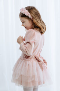 Jamiks dusky pink velour tulle dress