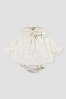 Foque ivory bow dress and knickers set