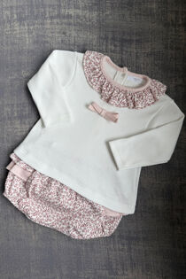 Rapife ivory and pink floral jam pants set