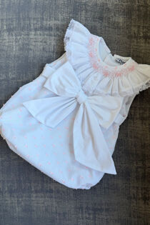 Naxos smocked swiss dott romper 
