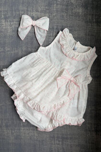 Calamaro swiss dot bow dress and knickers