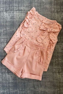 Valentina bow blouse and shorts set