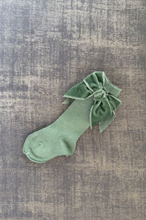 Condor sage velvet bow knee-high socks