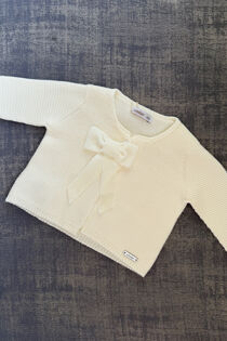 Condor cream velvet bow cardigan