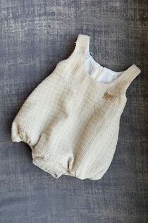 Be Chic beige boucle bow romper