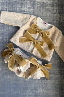 Phi beige jersey cardigan and jam pants set