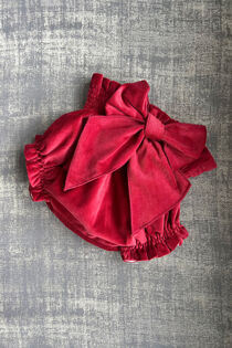Phi burgundy velvet bow jam pants