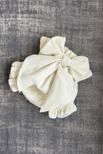 Phi cream velvet bow jam pants
