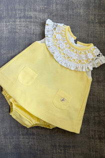 Foque lemon dress with floral trim