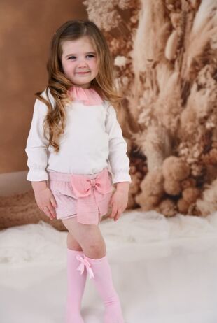 PRE ORDER Rochy pink velvet bow jam pants set