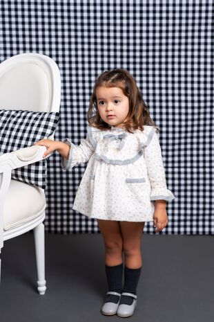 Foque grey and mustard floral dress set