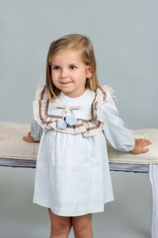 Foque blue and beige gingham dress