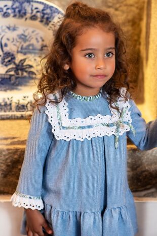 Foque blue broderie anglaise trimmed dress
