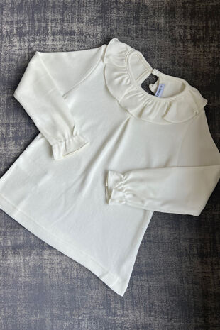 Aspen cream long sleeve collared top