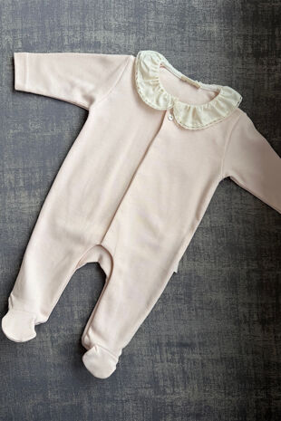 Baby Gi peach cotton collared babygrow
