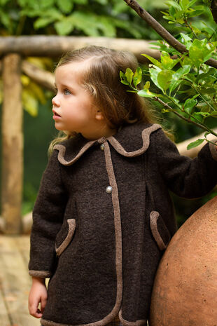 Foque girls brown felted wool coat