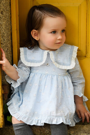 Foque blue sheep print dress and knicker set