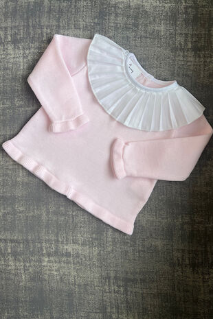 Aurea baby pink pleated collar jumper
