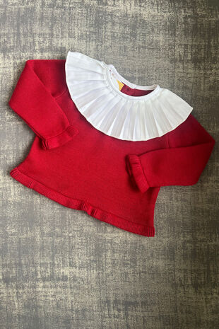Aurea cherry pleated collar jumper
