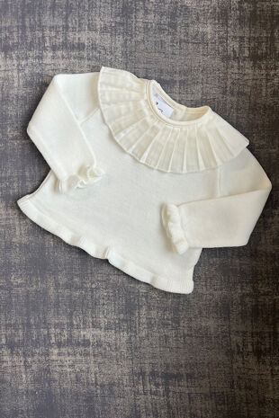 Aurea cream pleated collar jumper