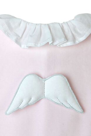 Baby Gi pink velour frilly angel wing babygrow