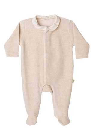 Baby Gi beige velour angel wing babygrow