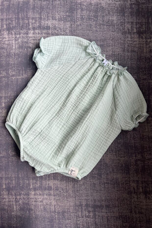 Calamaro mint cheesecloth romper