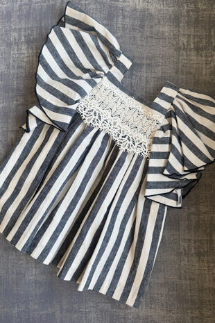 Foque striped lace trim dress