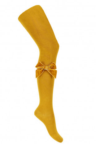 Condor mustard velvet bow tights 