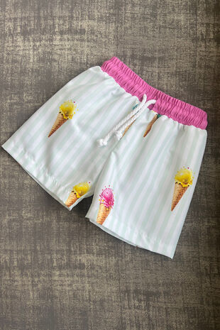 Meia Pata boys ice cream print swim trunks