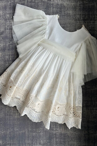 Foque cream lace tulle dress