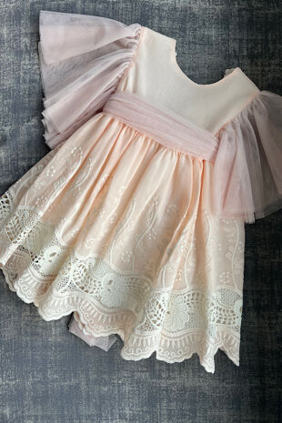 Foque pink lace tulle dress